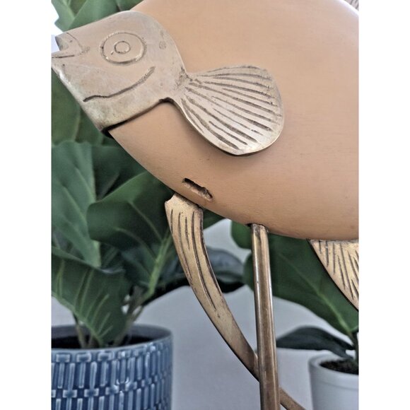 Frederick Cooper 22” Brass & Wood Angelfish Sculpture MCM Fish Vintage Decor - Picture 8 of 10
